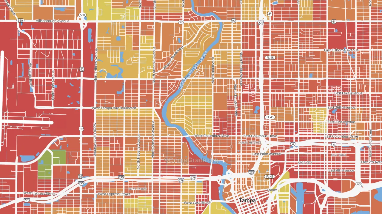 Riverside Heights, Tampa, FL Map of Vandalism Rates