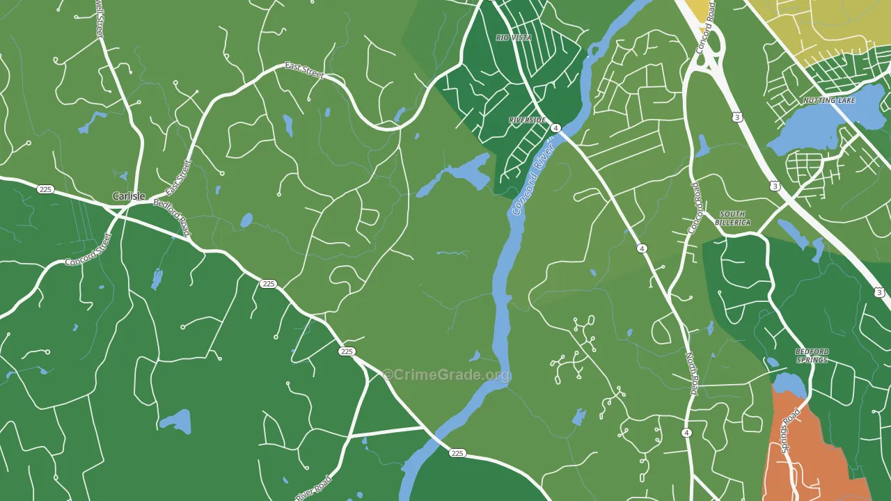 Riverside, MA Map of Vandalism Rates