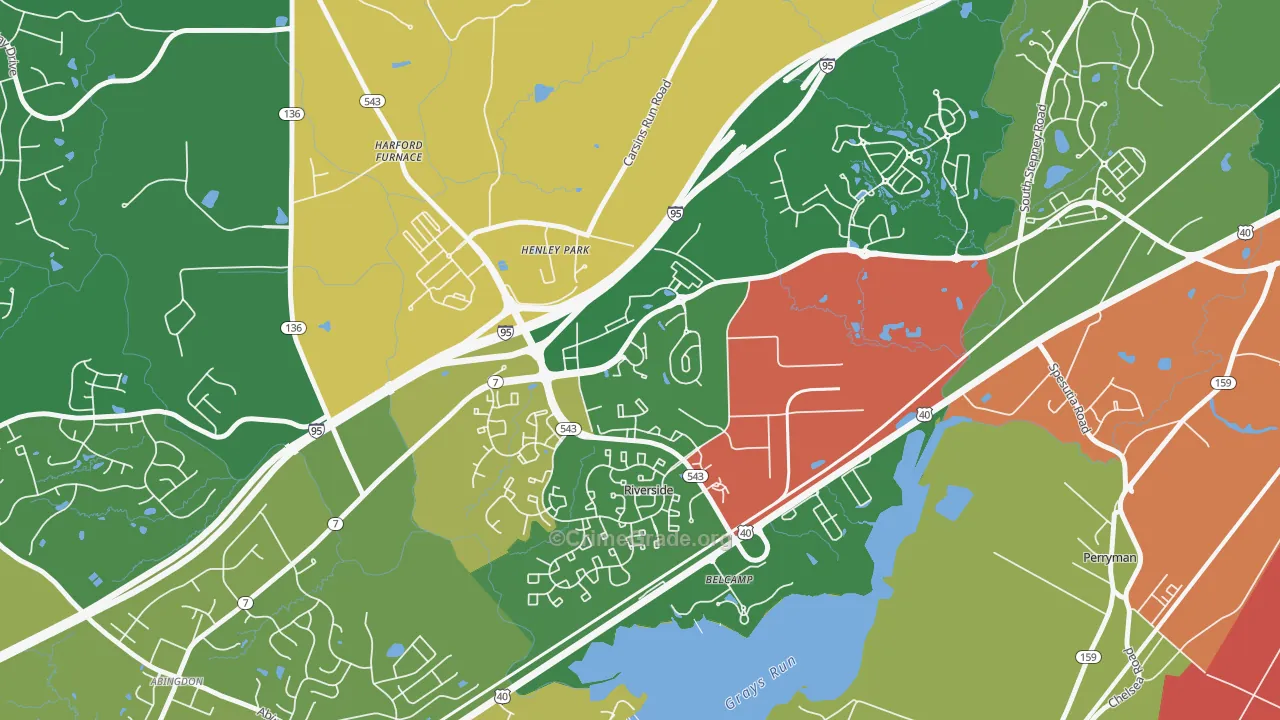 Riverside, MD Map of Vandalism Rates