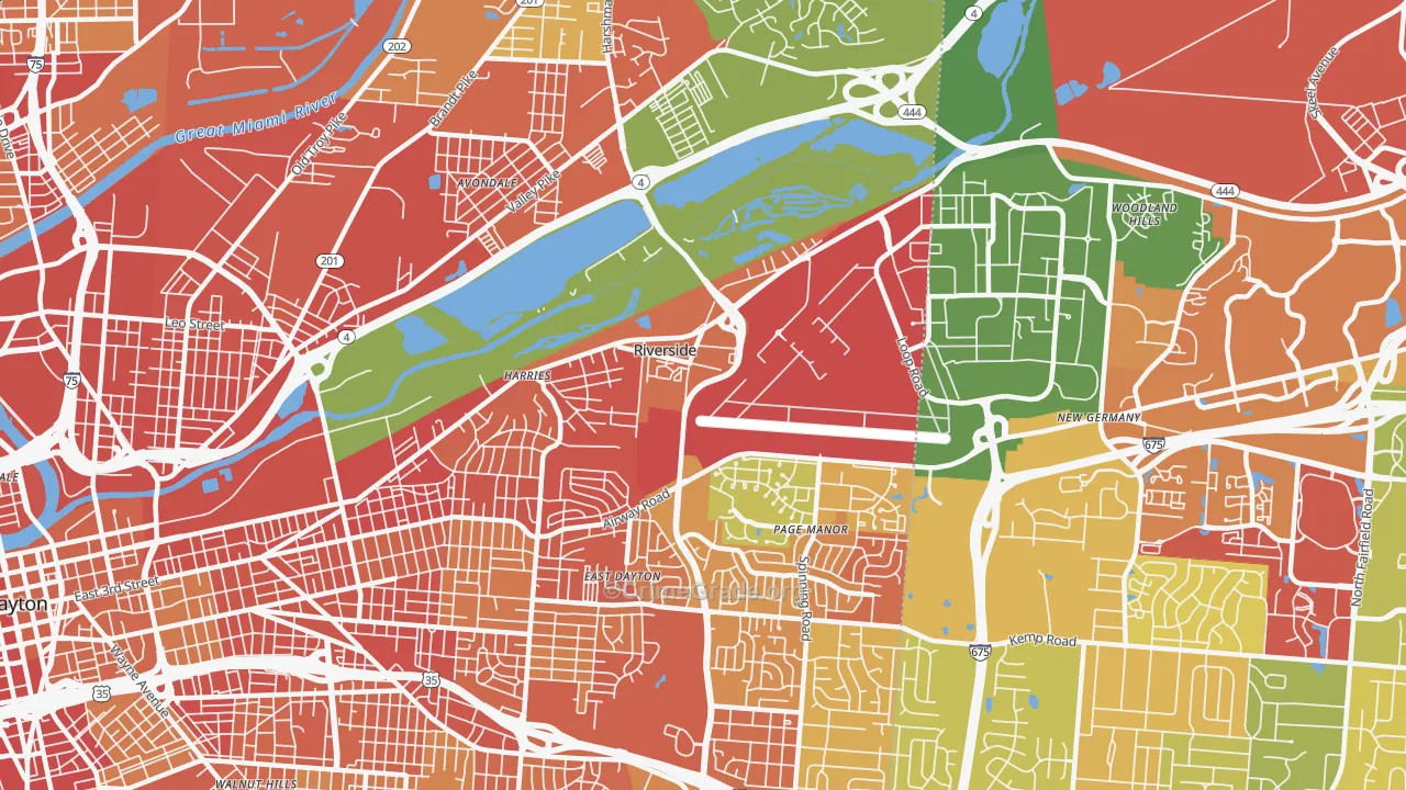 Riverside, OH Map of Vandalism Rates