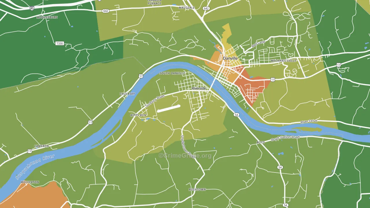 Riverside, PA Map of Vandalism Rates