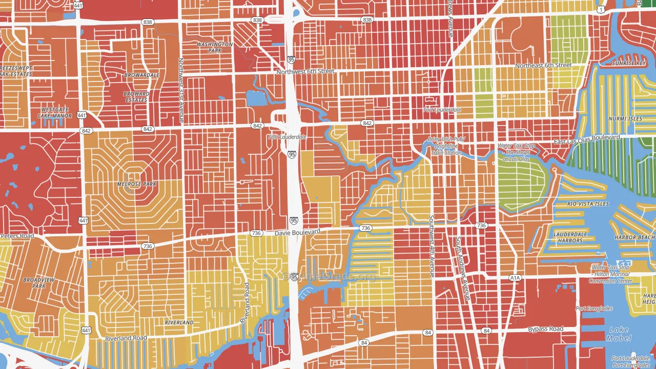 Riverside Park, Fort Lauderdale, FL Map of Vandalism Rates