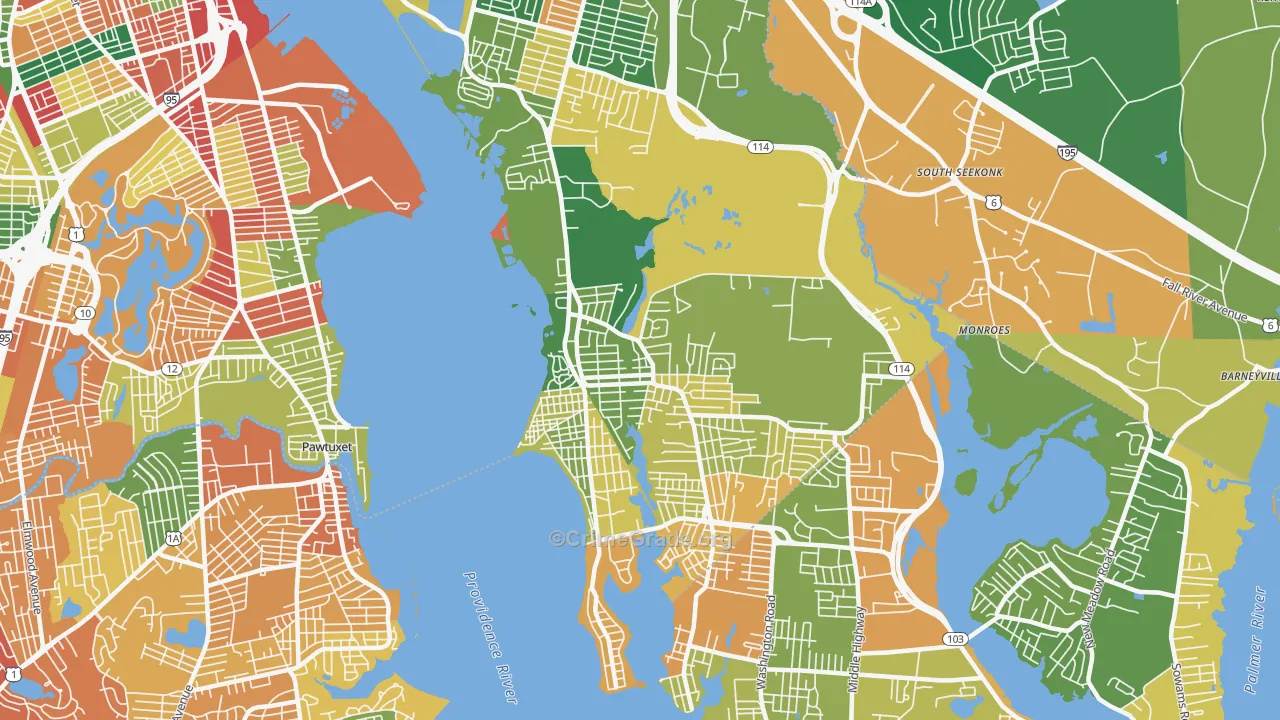Riverside, RI Map of Vandalism Rates