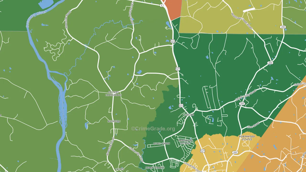 Riverside, SC Map of Vandalism Rates