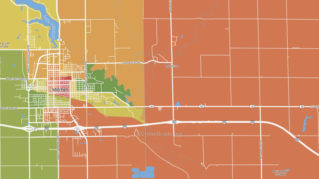Riverside, SD Map of Vandalism Rates