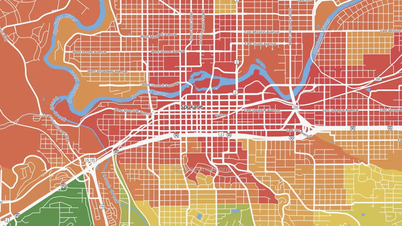 Riverside, Spokane, WA Map of Vandalism Rates