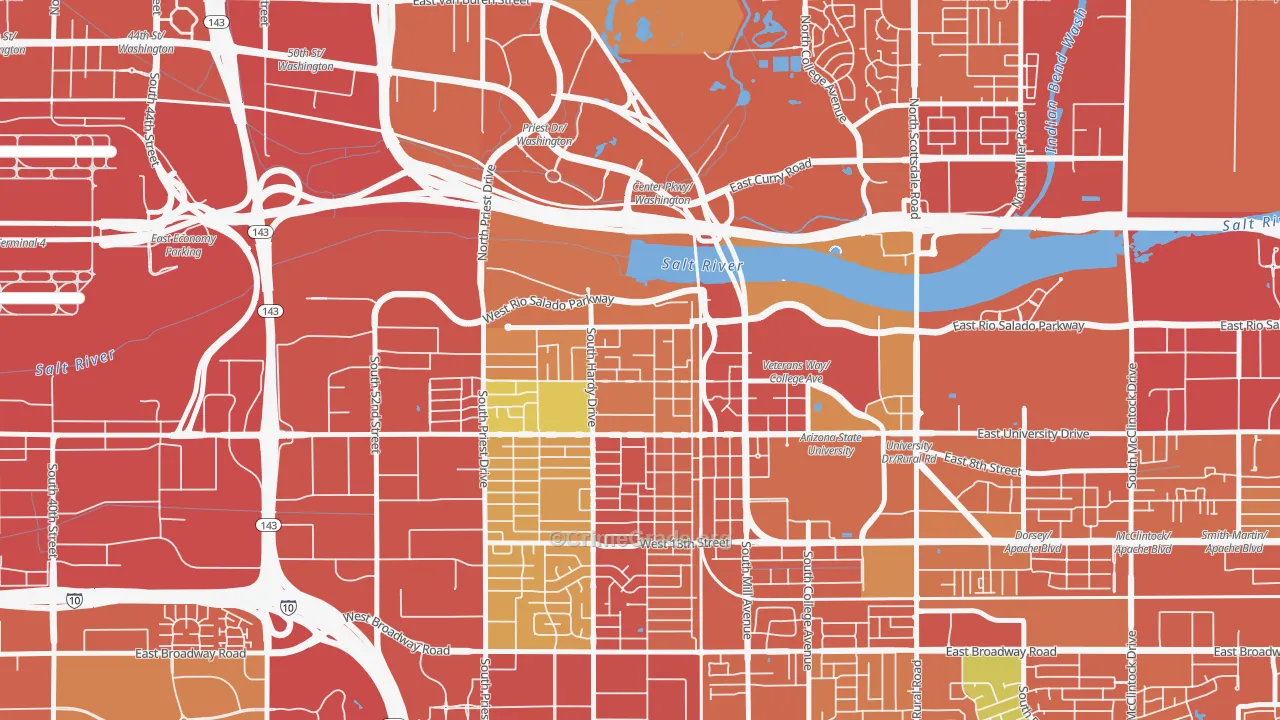 Riverside, Tempe, AZ Map of Vandalism Rates