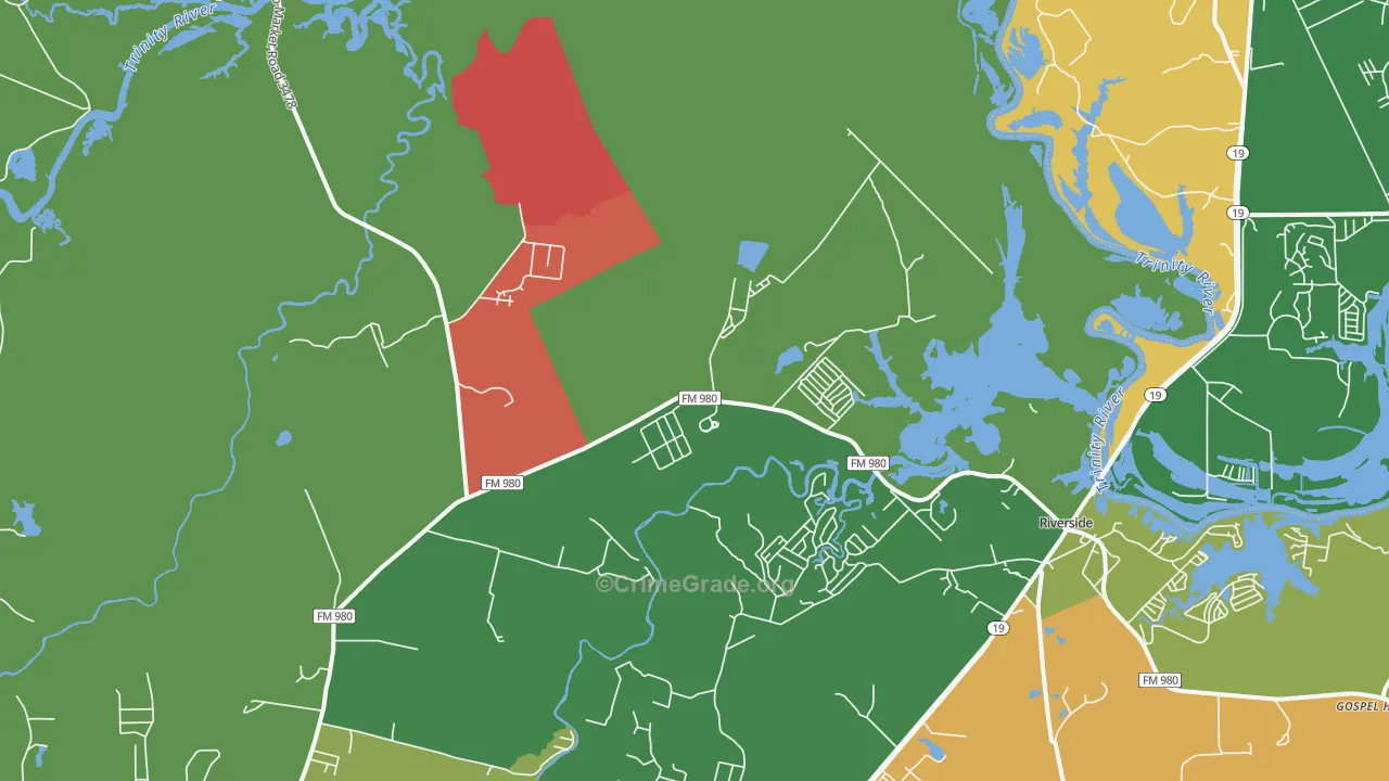 Riverside, TX Map of Vandalism Rates