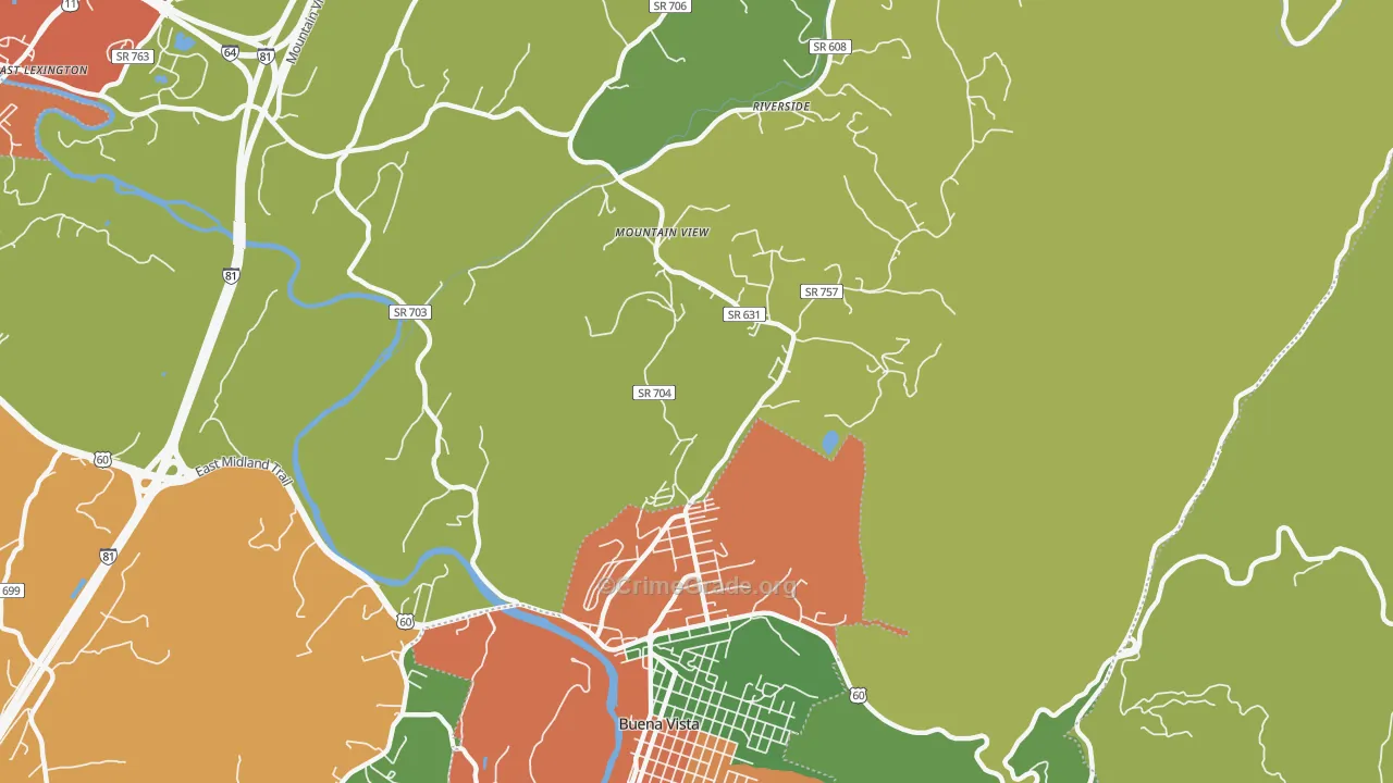 Riverside, VA Map of Vandalism Rates