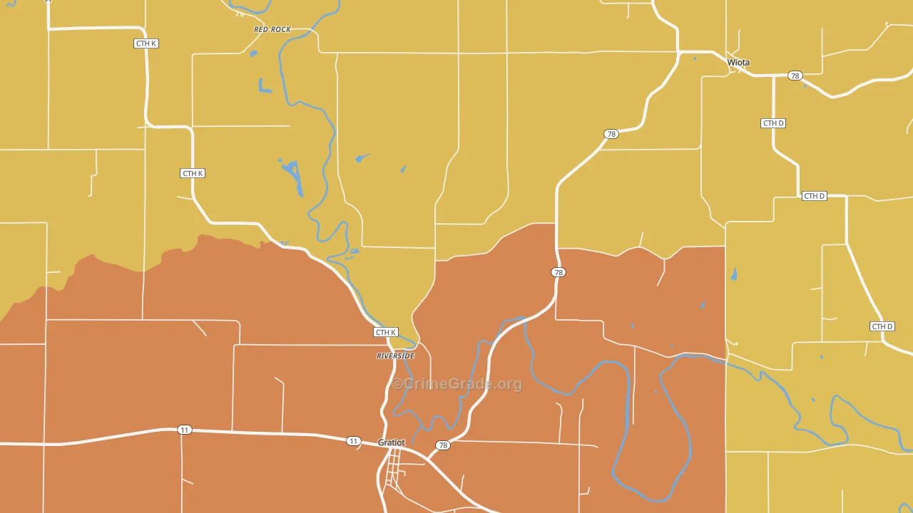 Riverside, WI Map of Vandalism Rates