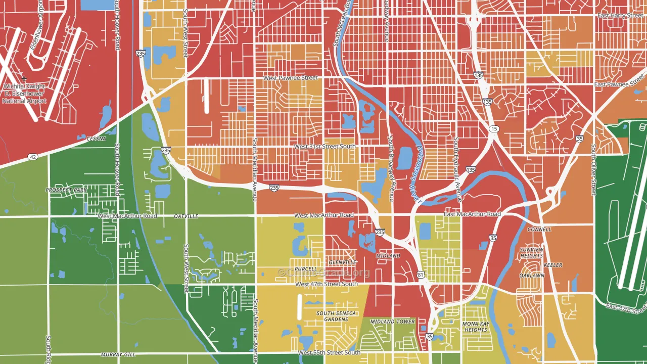 Riverside, Wichita, KS Map of Vandalism Rates