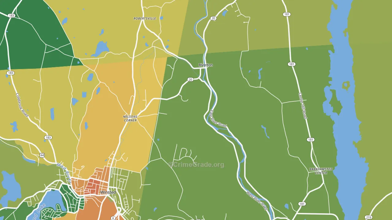 Riverton, CT Map of Vandalism Rates