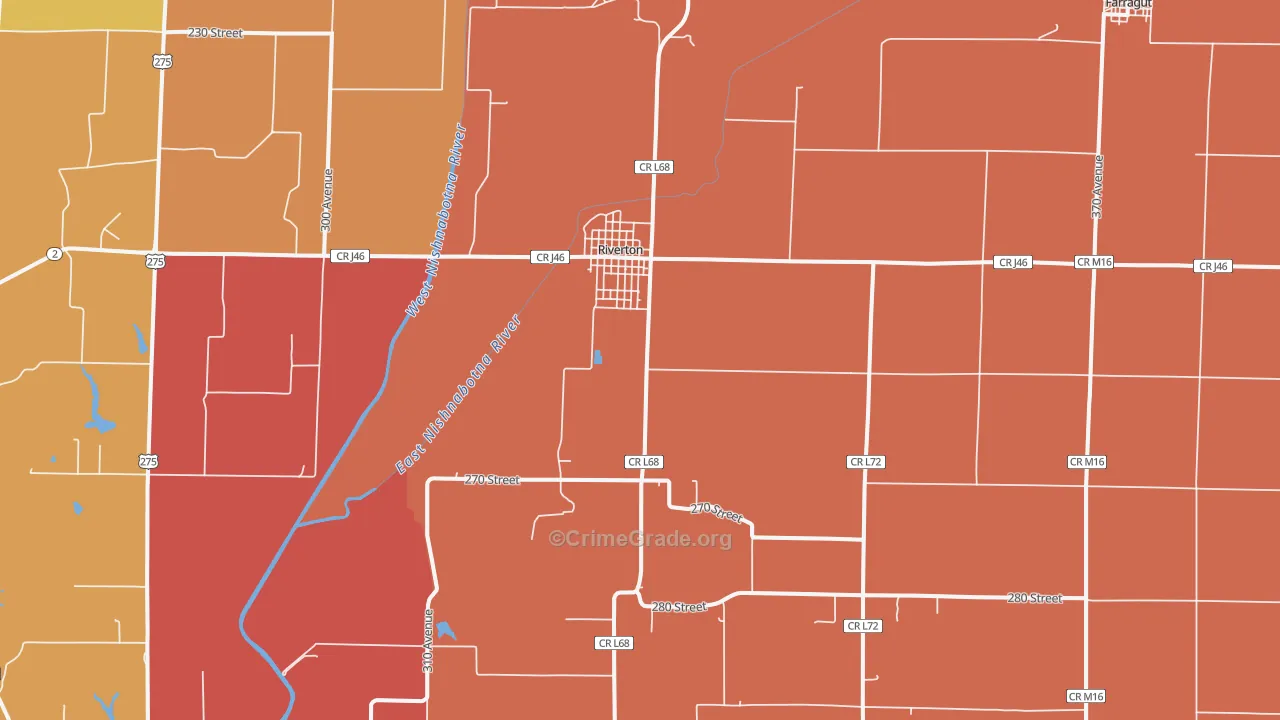 Riverton, IA Map of Vandalism Rates