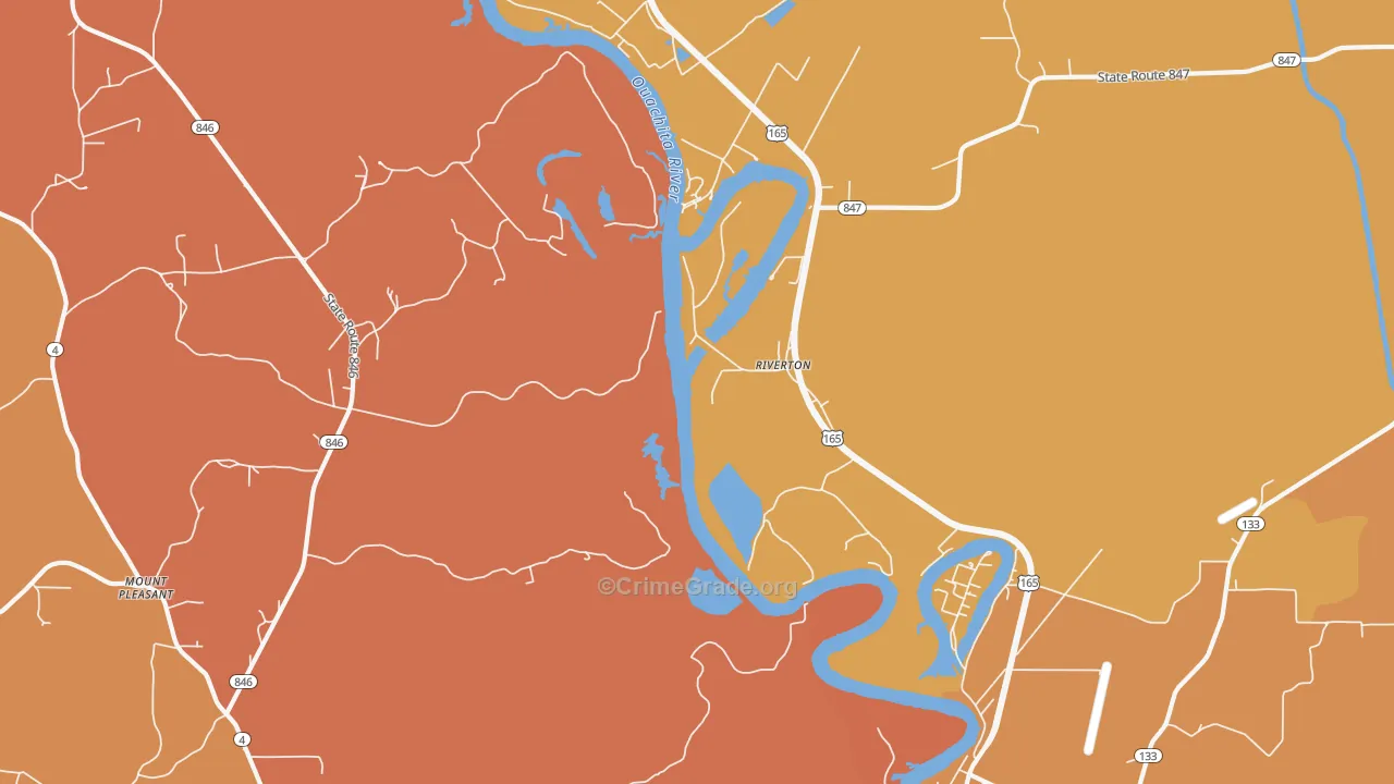 Riverton, LA Map of Vandalism Rates