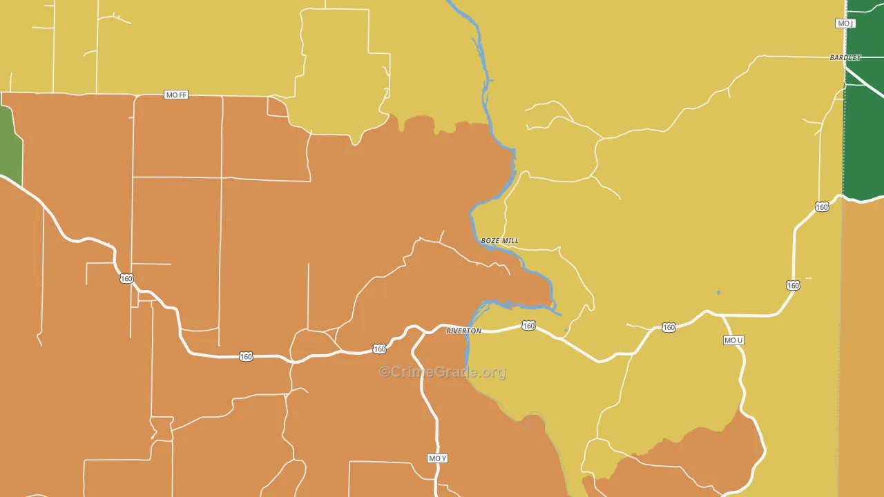 Riverton, MO Map of Vandalism Rates