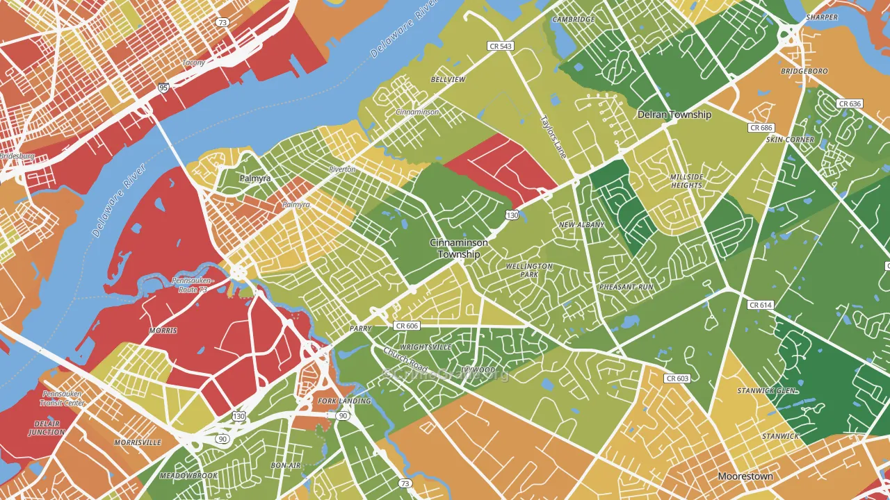 Riverton, NJ Map of Vandalism Rates
