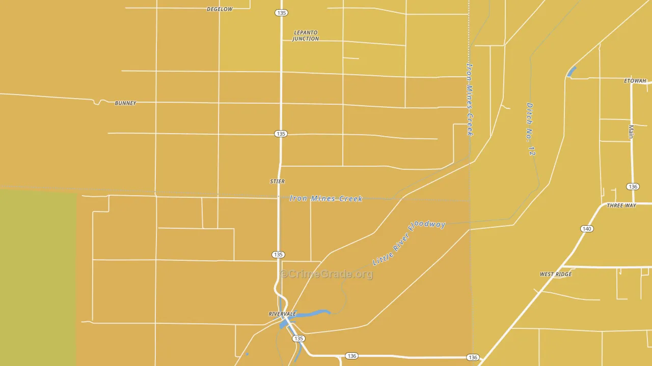 Rivervale, AR Map of Vandalism Rates