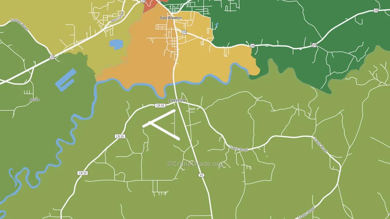 Riverview, AL Map of Vandalism Rates