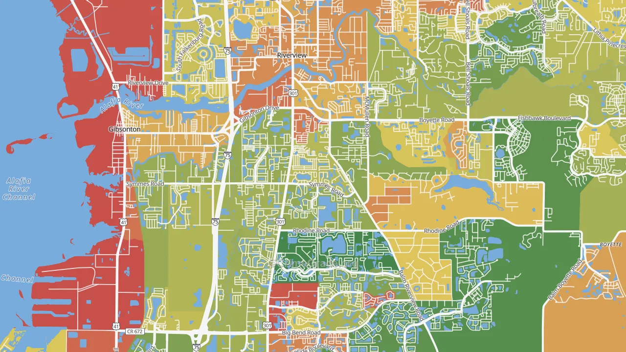 Riverview, FL Map of Vandalism Rates