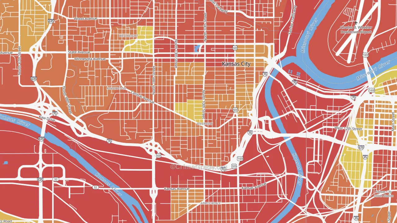 Riverview, Kansas City, KS Map of Vandalism Rates