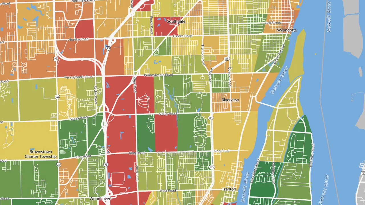 Riverview, MI Map of Vandalism Rates