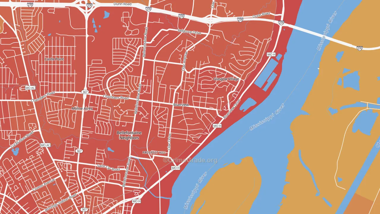 Riverview, MO Map of Vandalism Rates