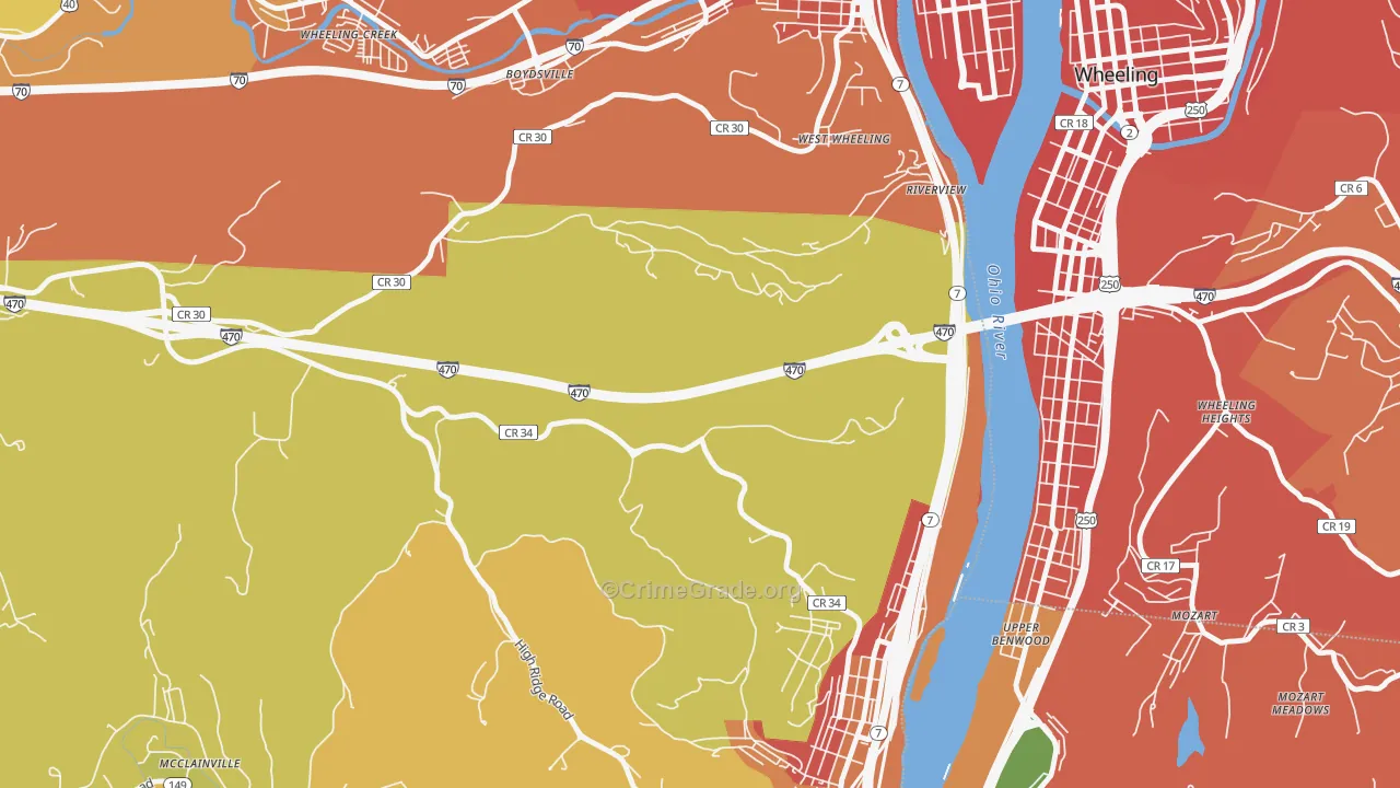 Riverview, OH Map of Vandalism Rates