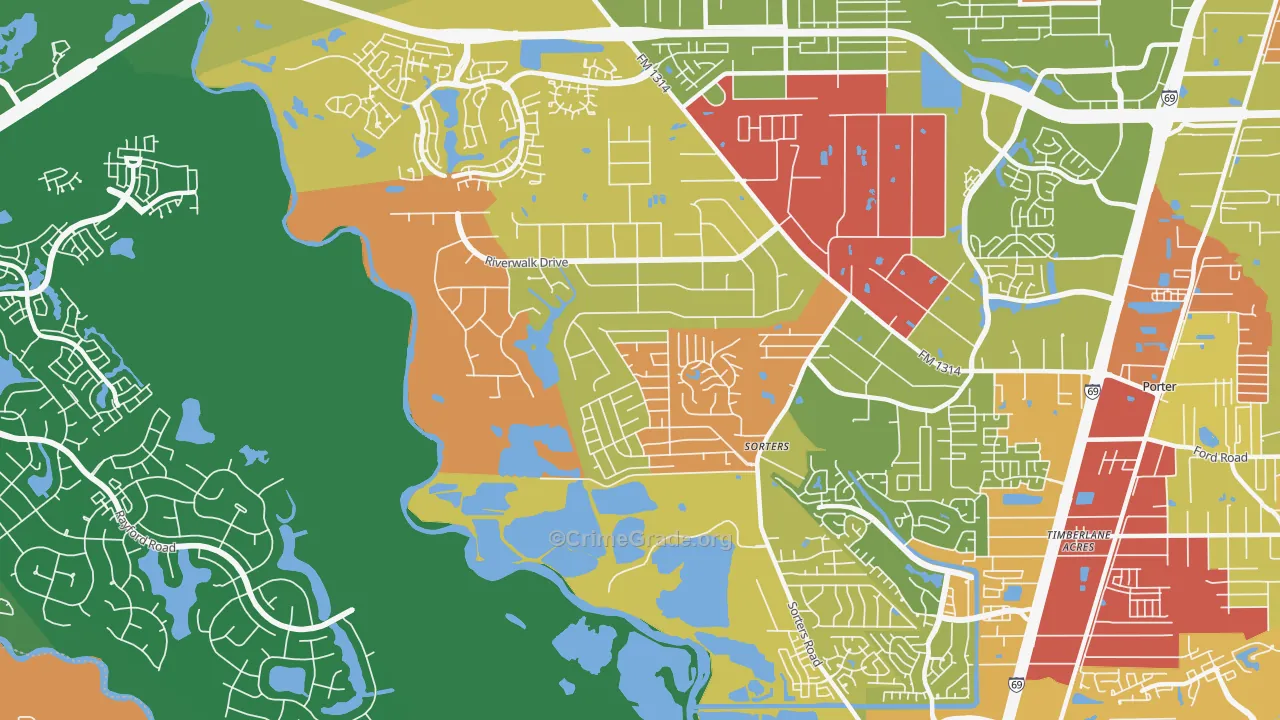 Riverwalk, Porter, TX Map of Vandalism Rates