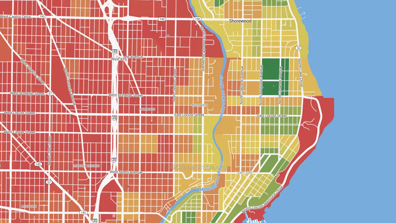 Riverwest, Milwaukee, WI Map of Vandalism Rates