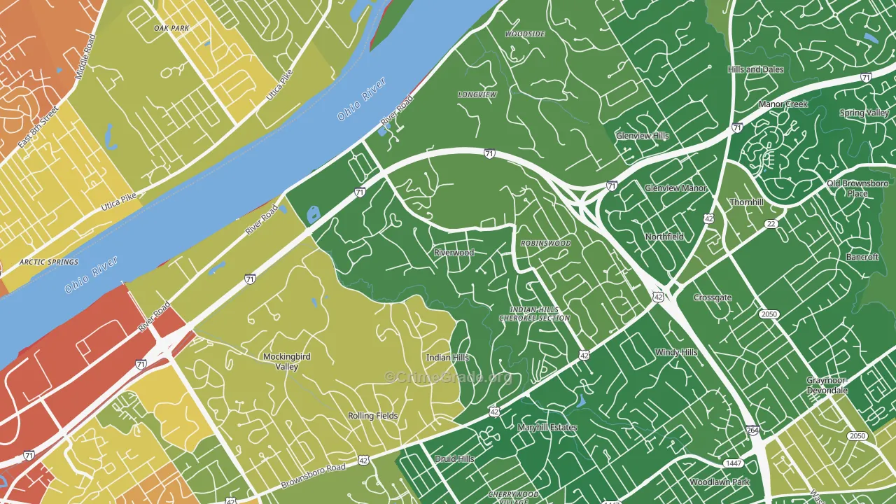 Riverwood, KY Map of Vandalism Rates