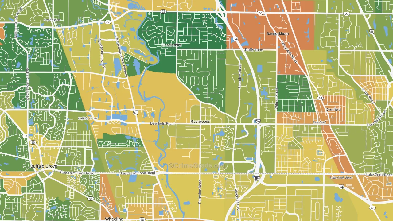 Riverwoods, IL Map of Vandalism Rates