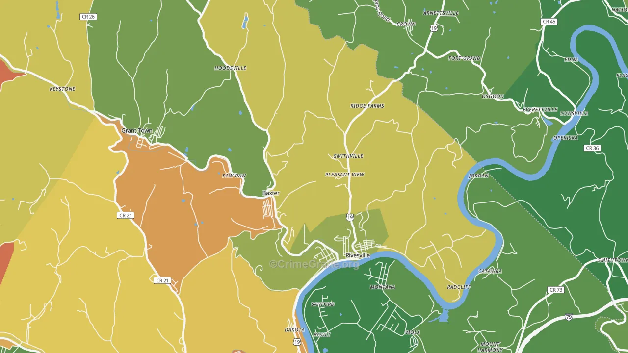 Rivesville, WV Map of Vandalism Rates