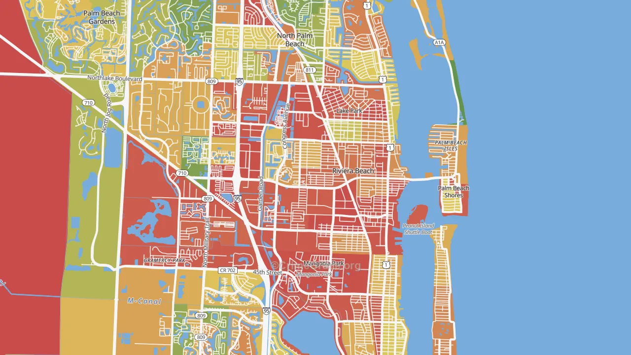 Riviera Beach, FL Map of Vandalism Rates