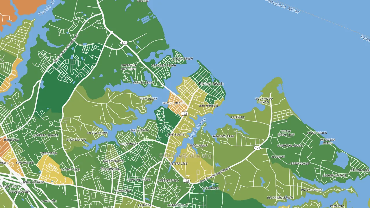 Riviera Beach, MD Map of Vandalism Rates