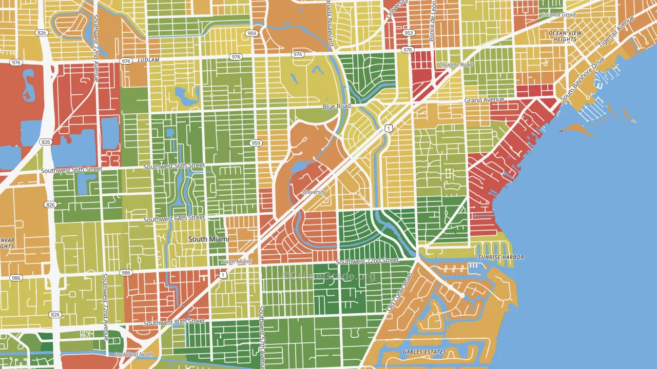 Riviera, Coral Gables, FL Map of Vandalism Rates