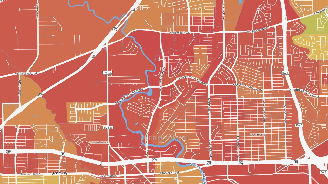 Riviera East, Houston, TX Map of Vandalism Rates
