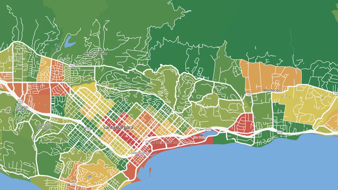 Riviera, Santa Barbara, CA Map of Vandalism Rates