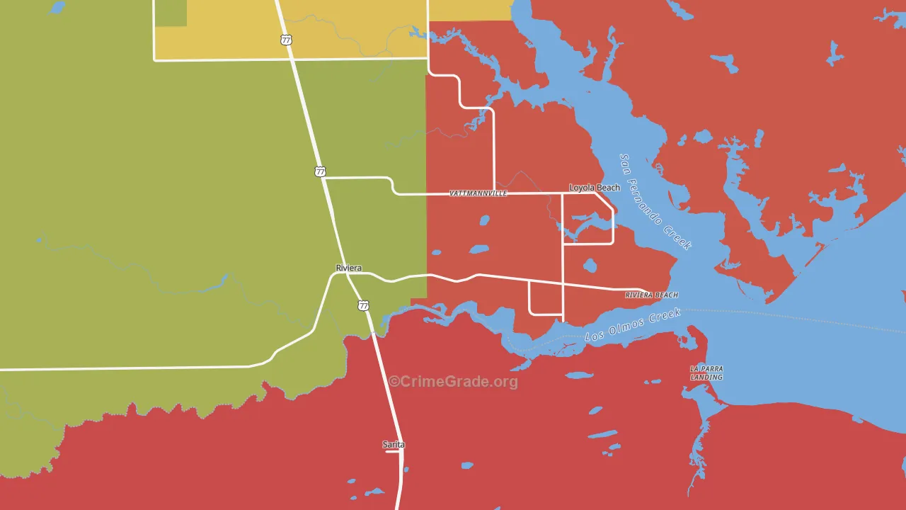 Riviera, TX Map of Vandalism Rates