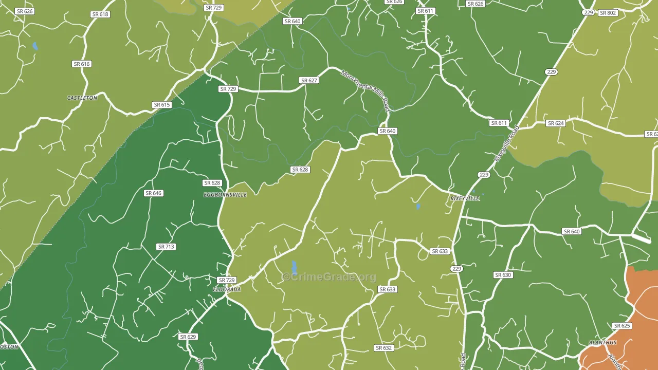 Rixeyville, VA Map of Vandalism Rates