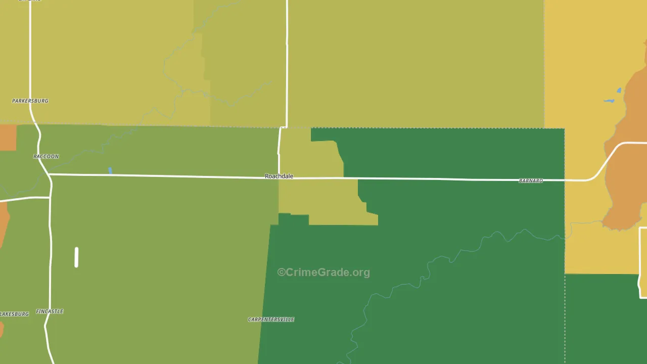Roachdale, IN Map of Vandalism Rates