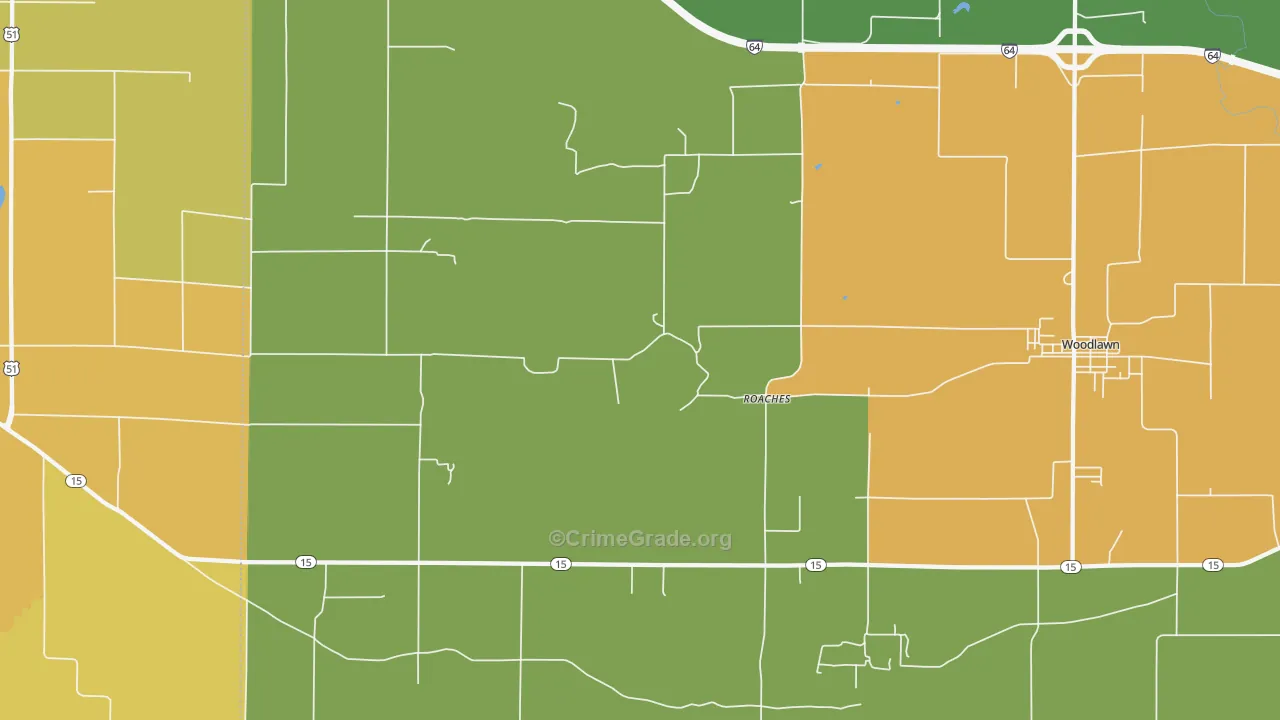 Roaches, IL Map of Vandalism Rates