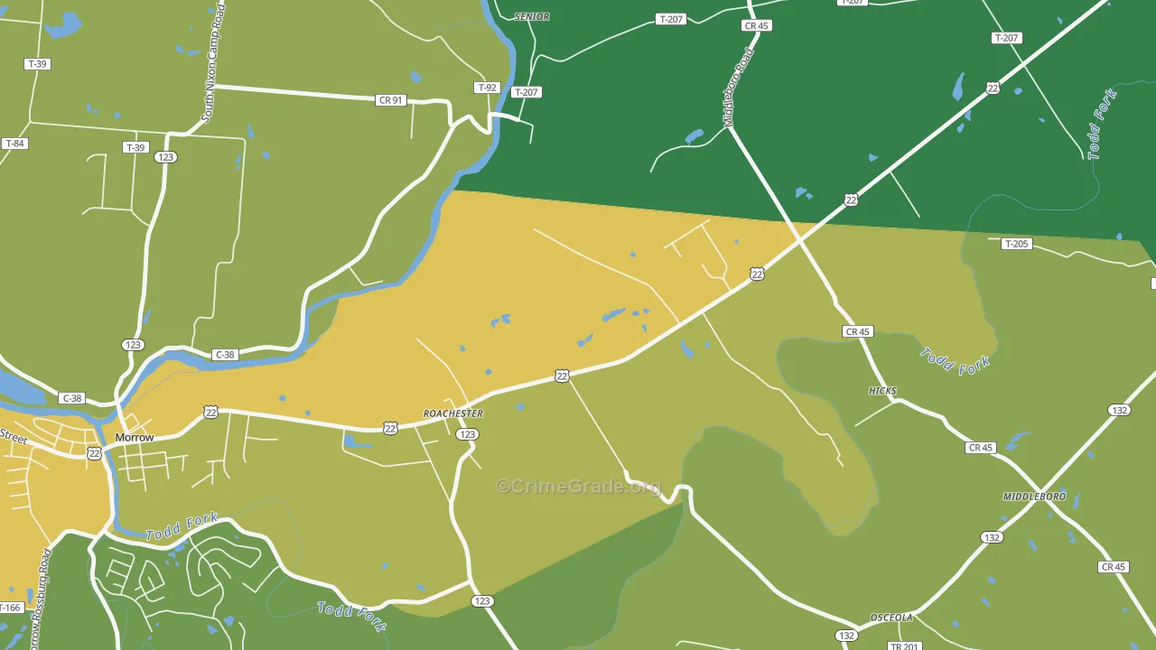 Roachester, OH Map of Vandalism Rates