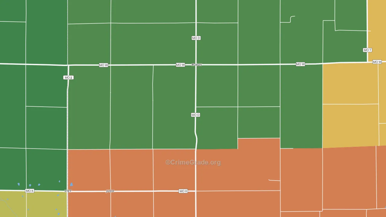 Roads, MO Map of Vandalism Rates
