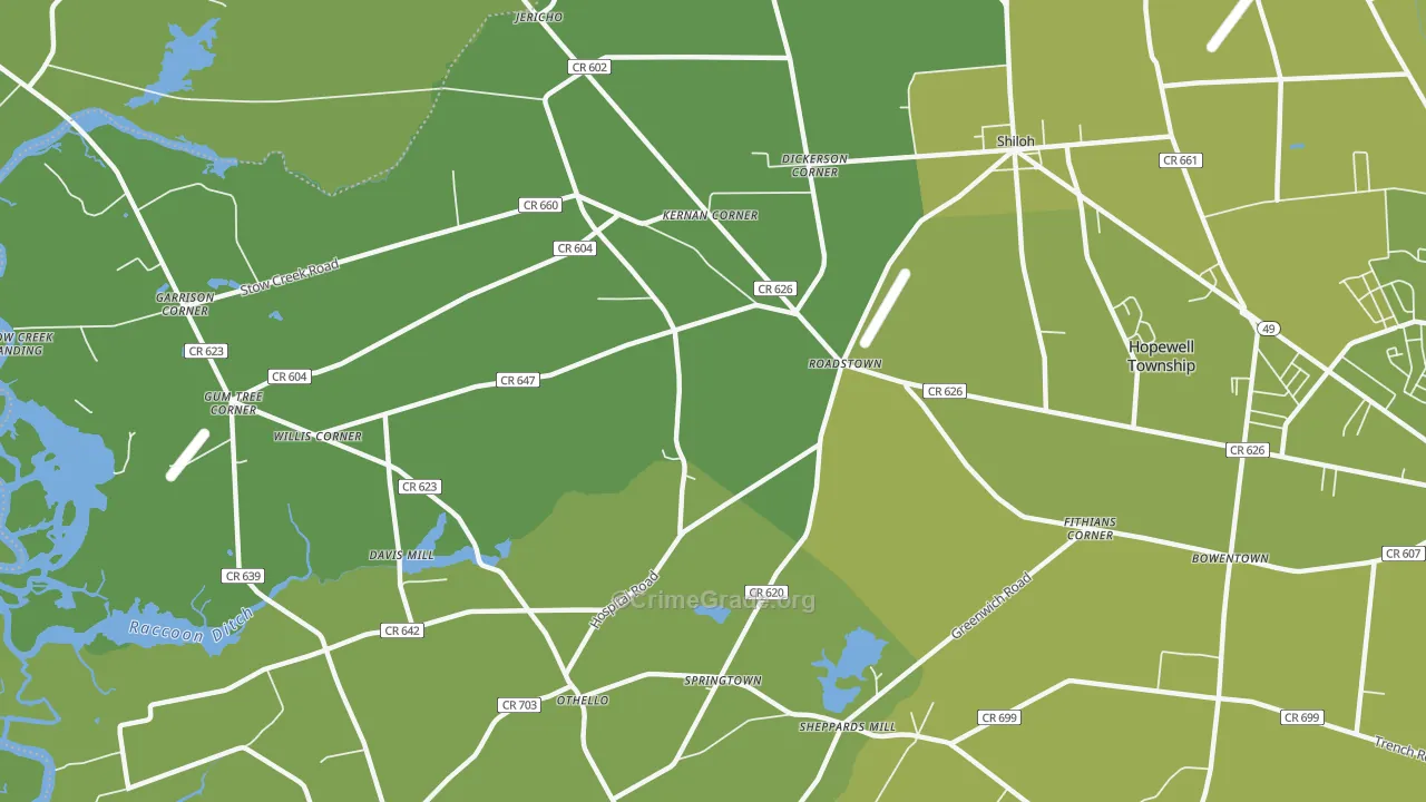 Roadstown, NJ Map of Vandalism Rates