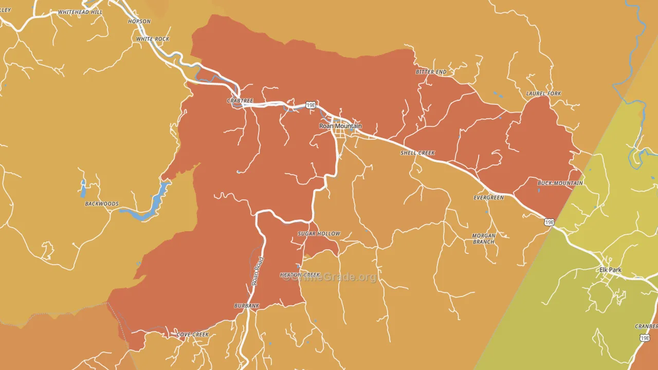 Roan Mountain, TN Map of Vandalism Rates