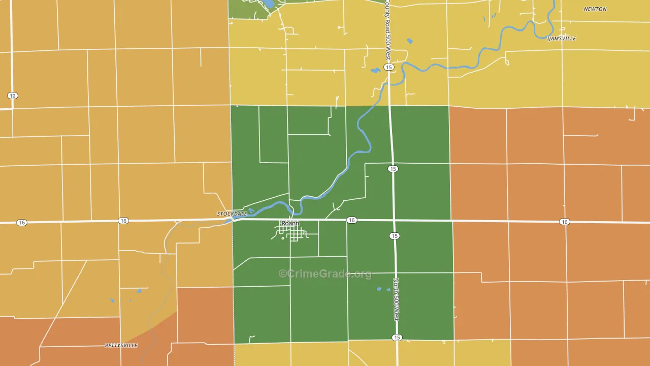 Roann, IN Map of Vandalism Rates