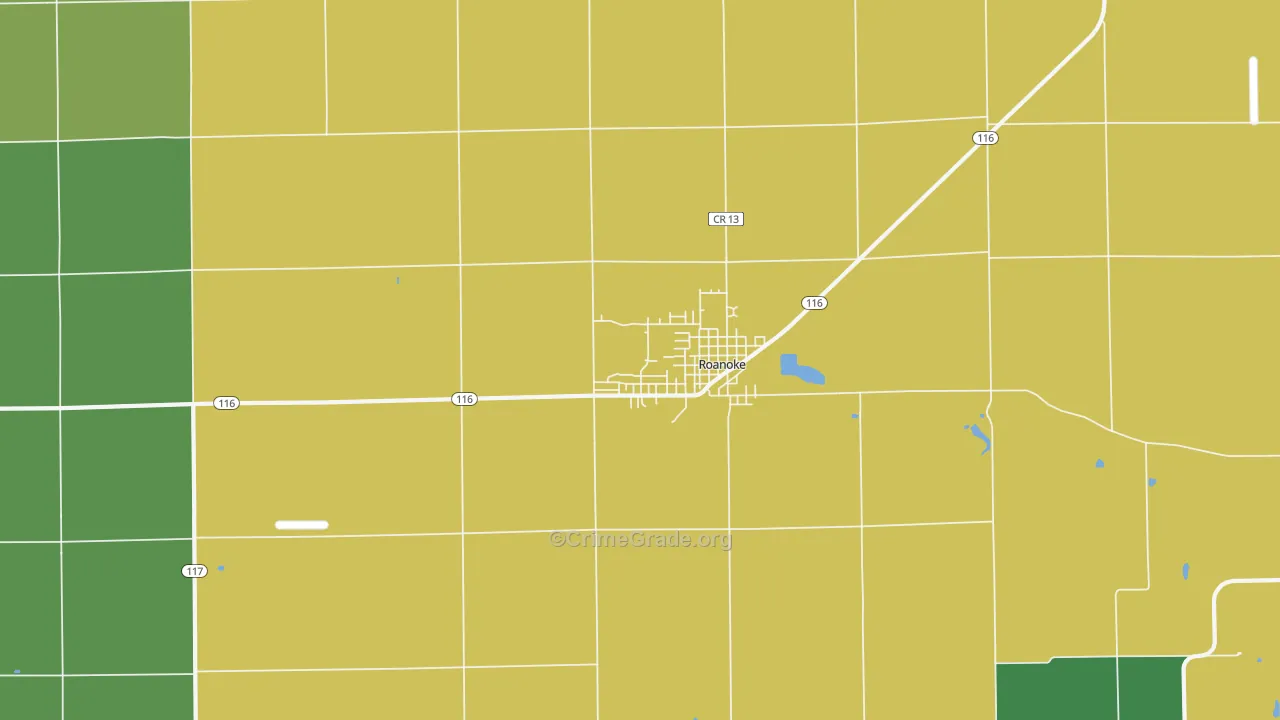 Roanoke, IL Map of Vandalism Rates