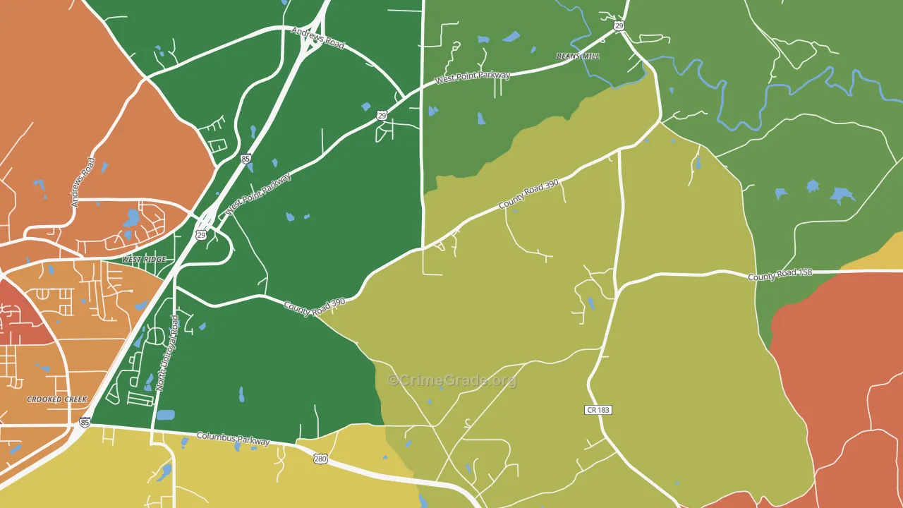Roanoke Junction, AL Map of Vandalism Rates
