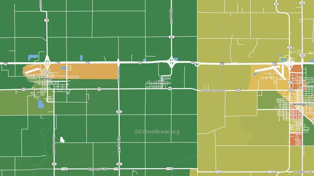 Roanoke, LA Map of Vandalism Rates