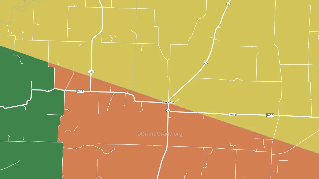 Roanoke, MO Map of Vandalism Rates